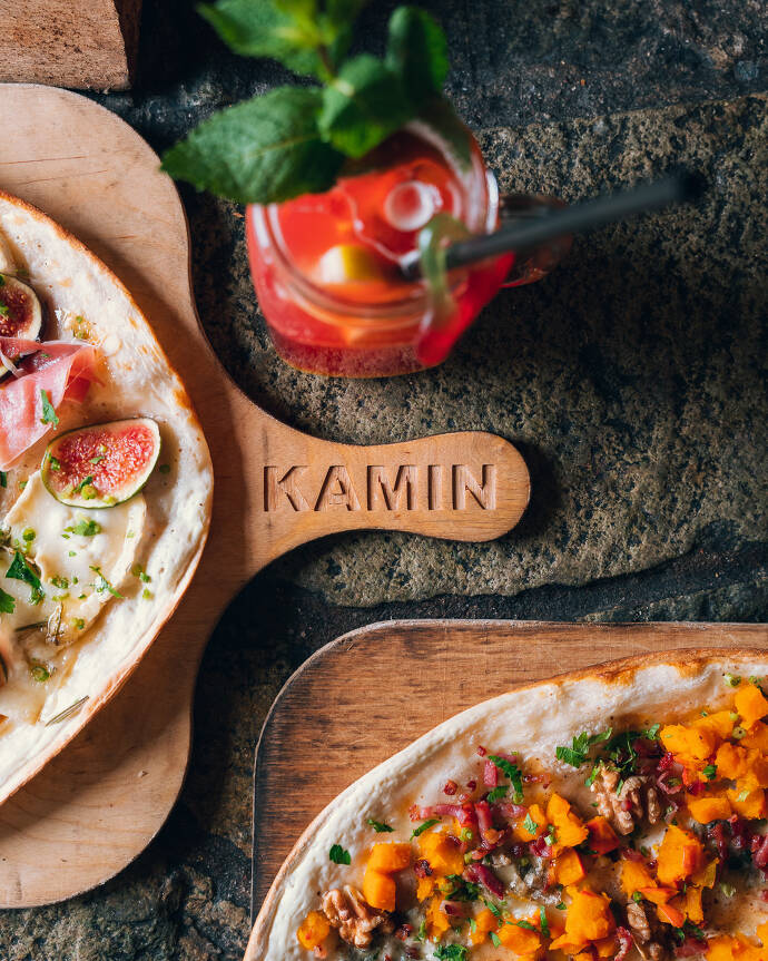 Kamin, Mainz, Flammkuchen, vegan, vegetarisch, Altstadt