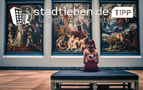 Museum, Frau, Gemälde, Raum, Wand