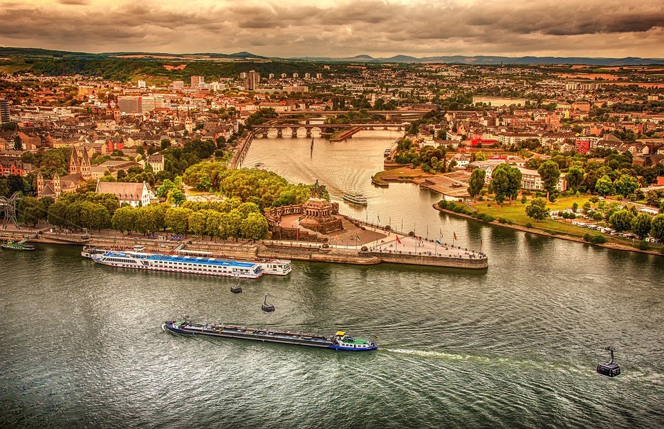 Koblenz, Deutsches Eck, Rhein, Mosel, Fluss