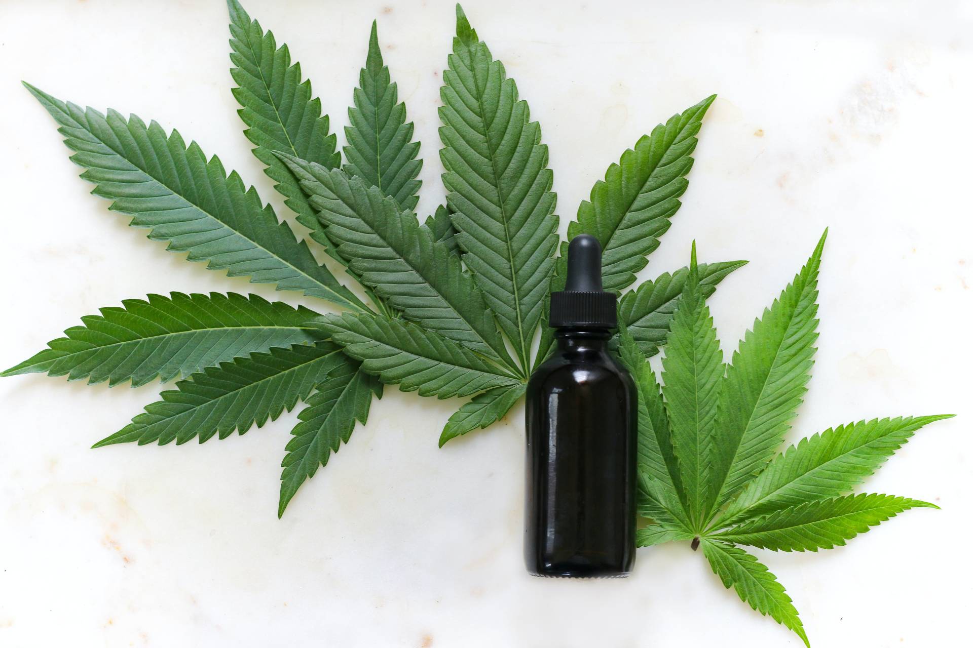 Cannabis Blätter mit Flasche 