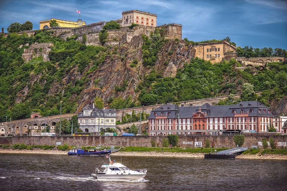 Koblenz, deutsches Eck, Seilbahn, Ehrenbreitstein