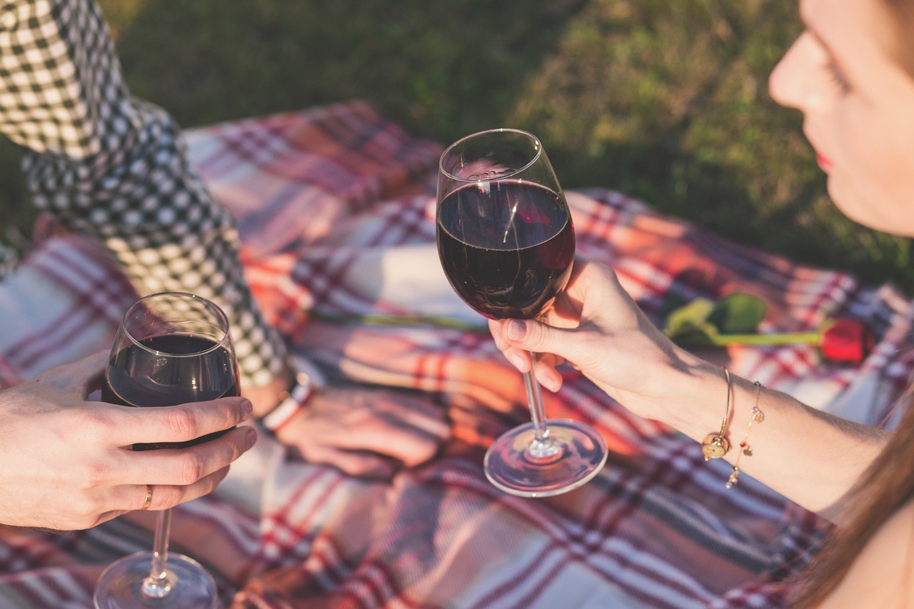 Wein, Picknick, Park, trinken